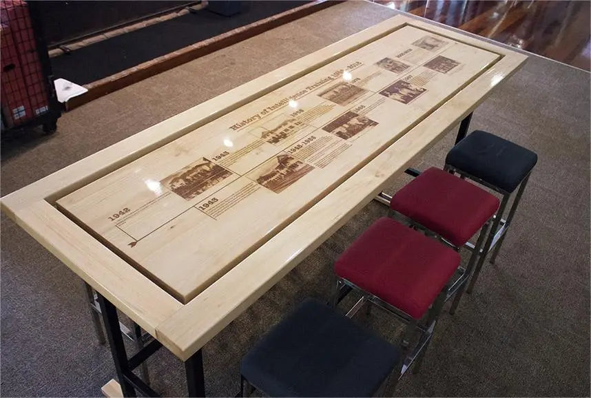Intricate historical timeline made by the laser cut