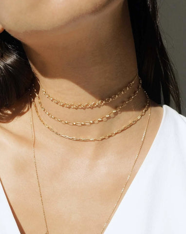 Link Chain Choker Necklace Stack