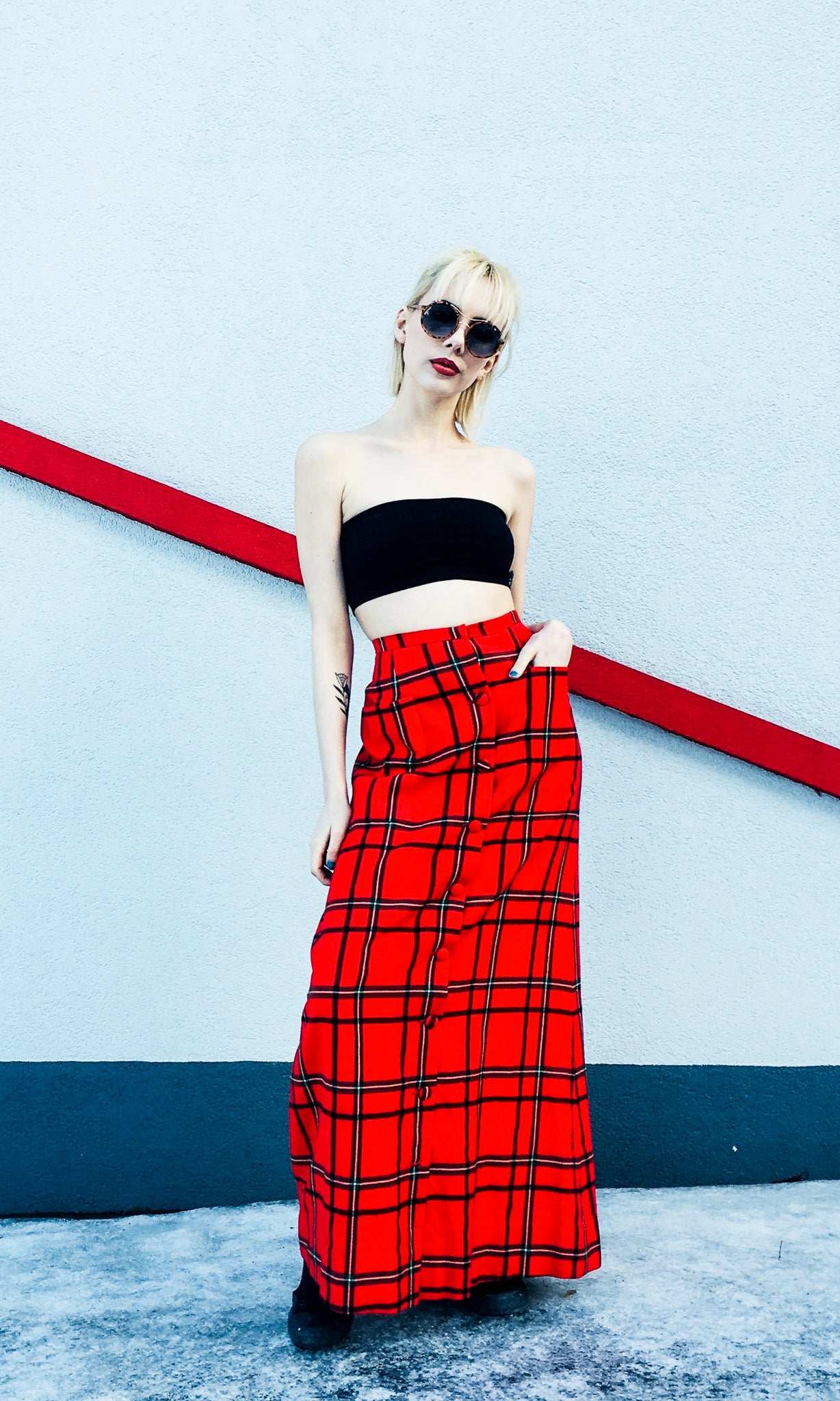 tartan maxi dress