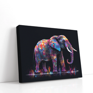 Abstract Elephant Glitch Art Canvas Print - 1GES - Art Society