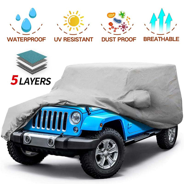 Jeep Car Cover Waterproof 5 Layer Nonwovens 2 Different Sizes Fit Jeep |  Leader Accessories