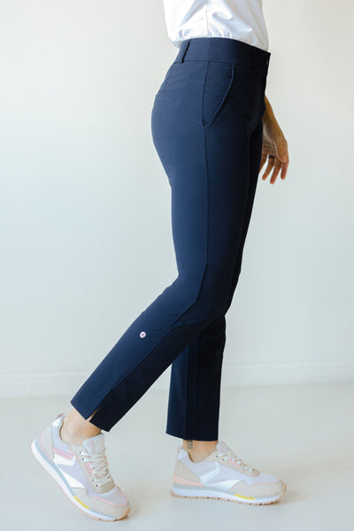 Stretch cotton cigarette trousers, navy | Weekend Max Mara