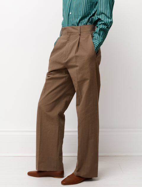 Pleated Large Pants Brown