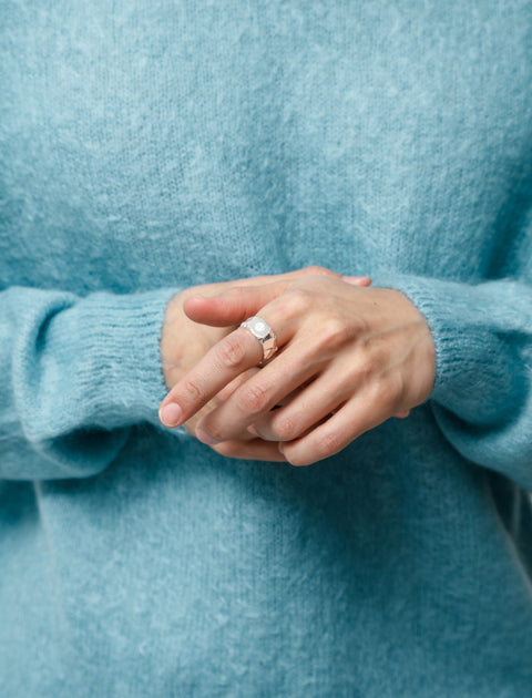 Rauk Narrow Ring Carved Silver