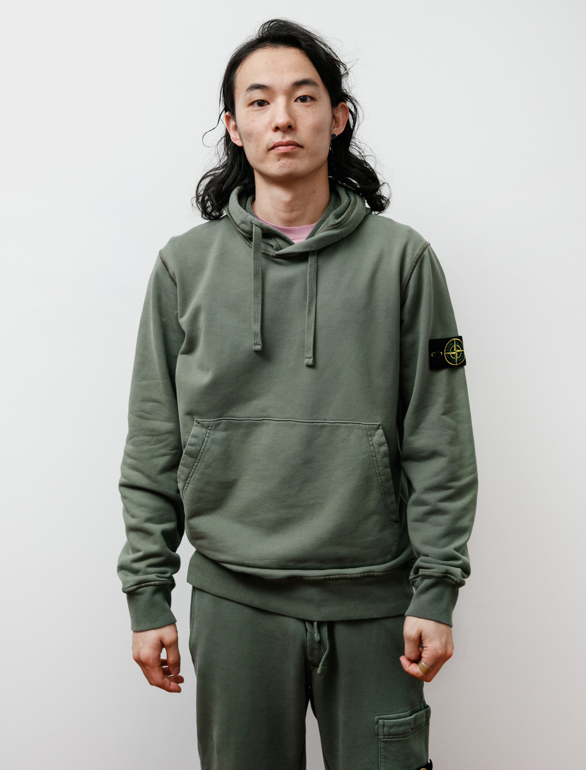 stone island olive hoodie