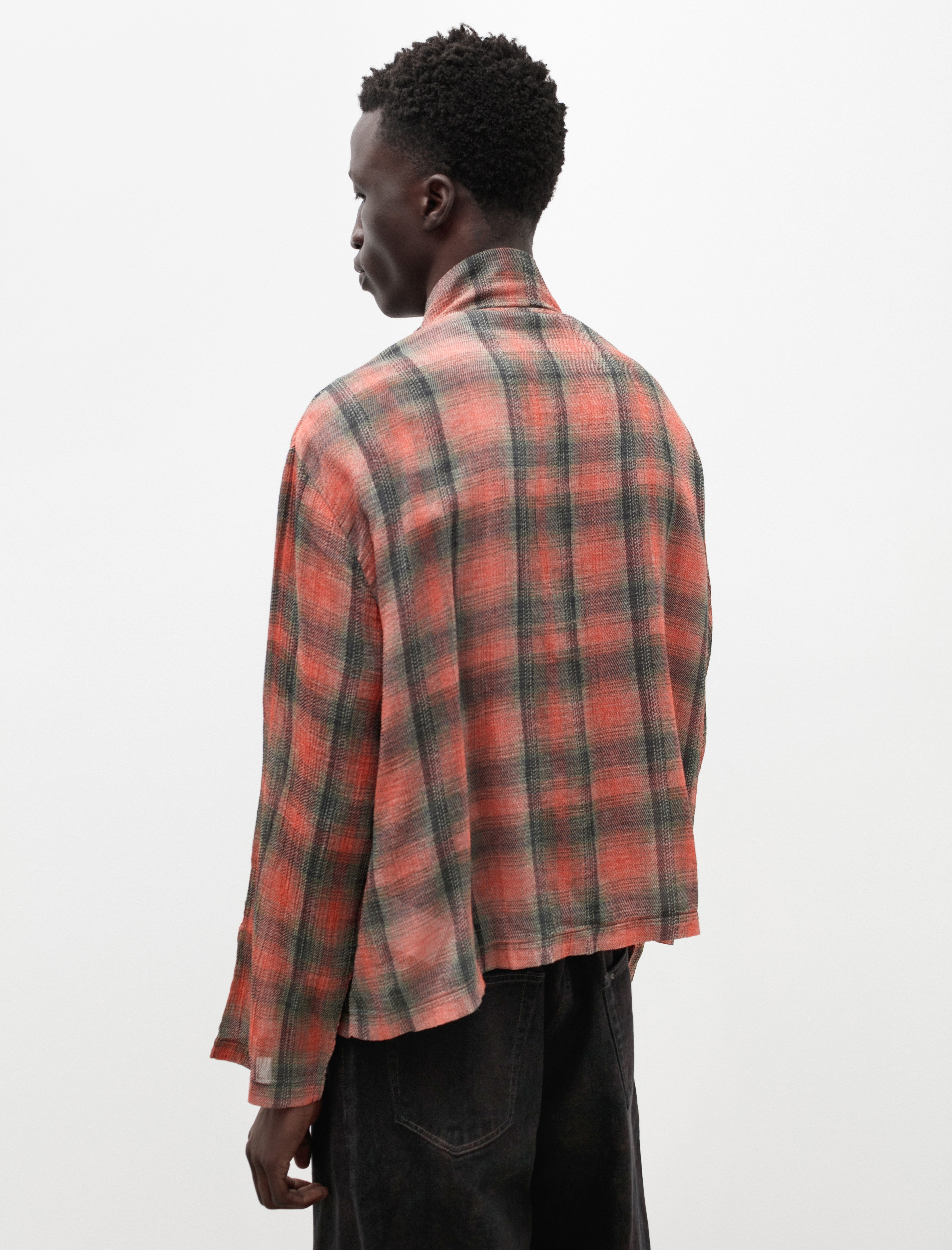 Shrunken Full Zip Polo Lumbercheck Print