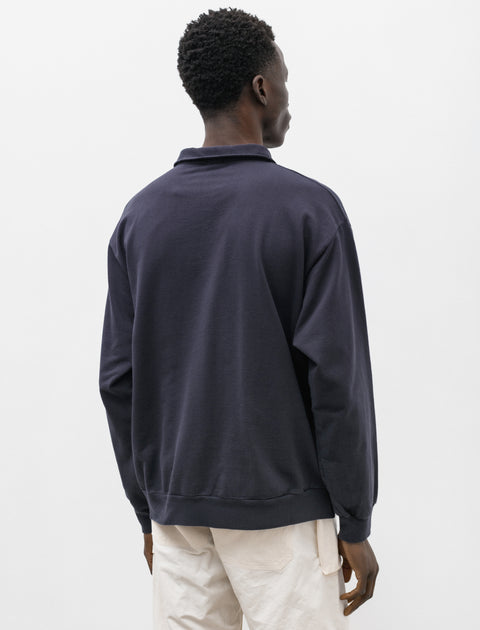 Cotton-Silk Jersey Half-Zip PO Navy