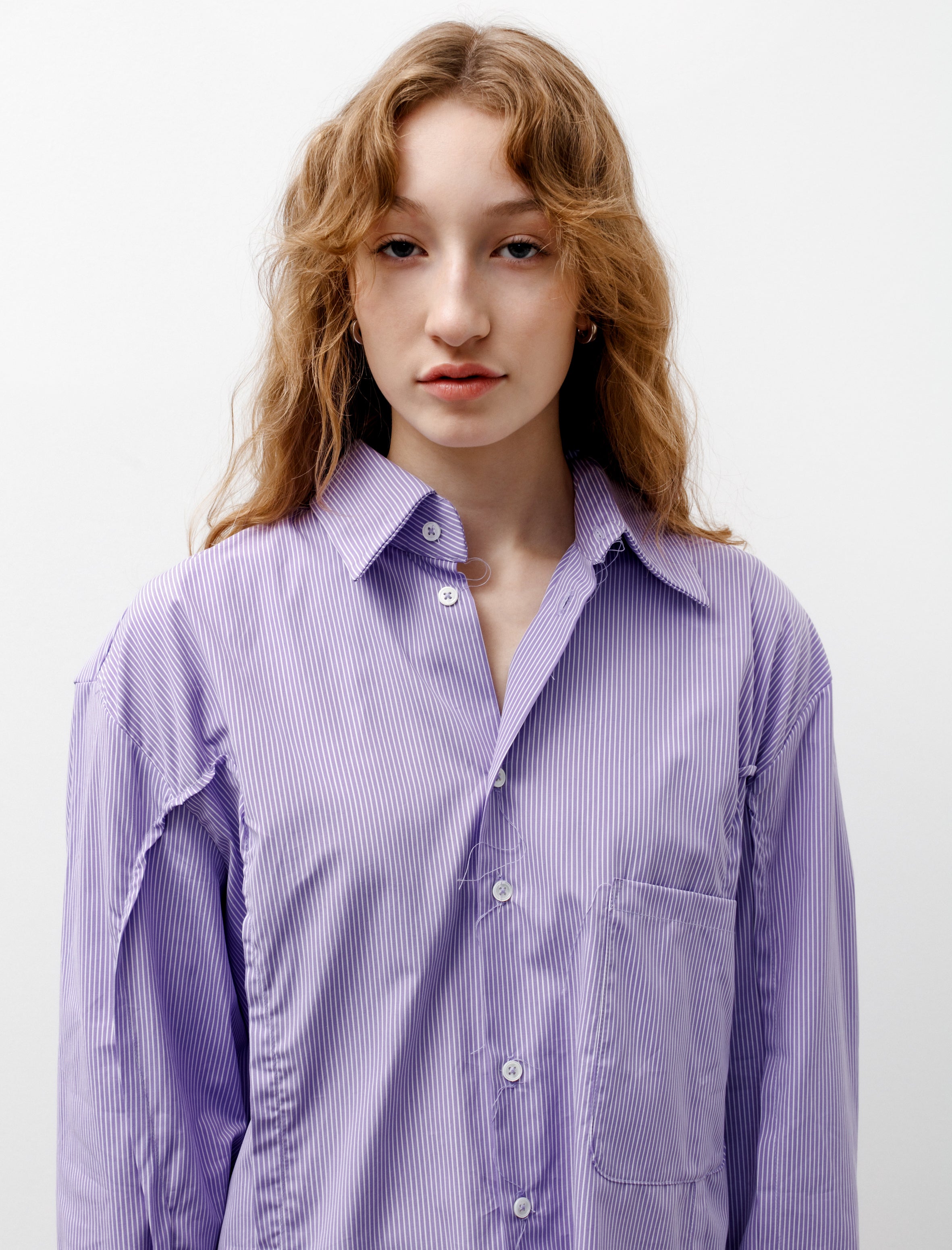 Big Dart Shirt Lilac White Stripes