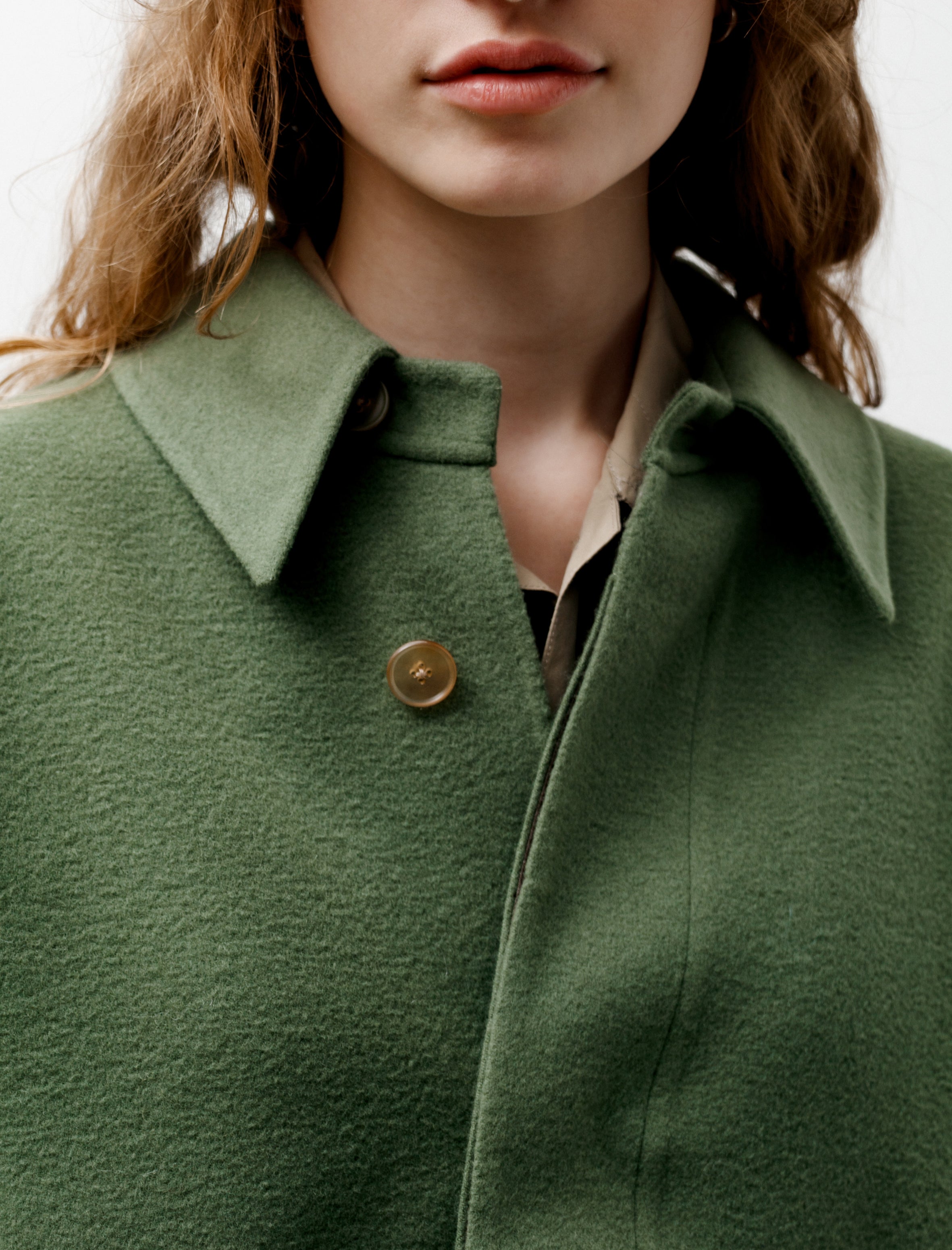 Velour Brushed Wool Melton Blouson Sage