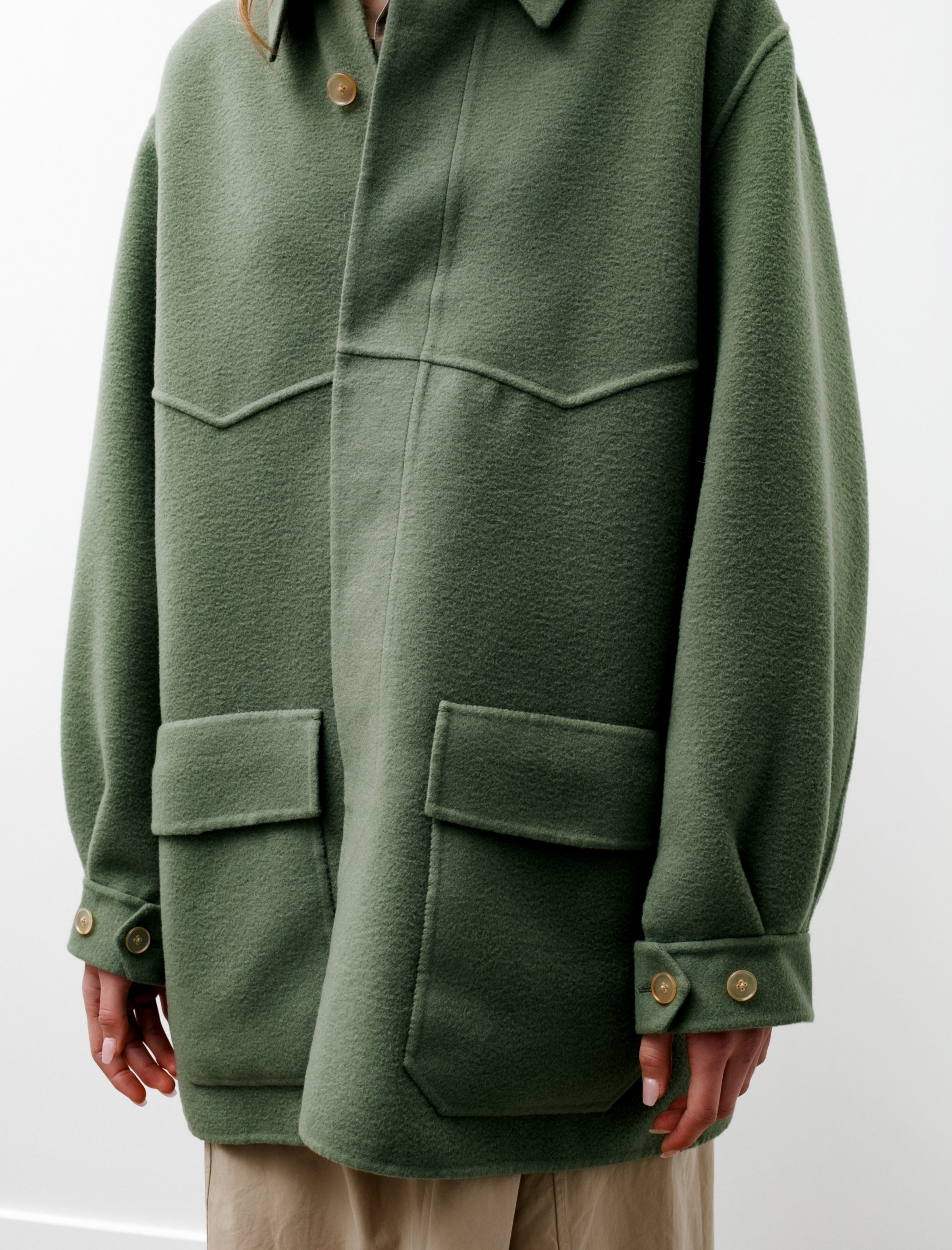 Velour Brushed Wool Melton Blouson Sage