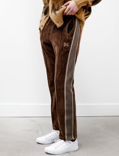 Narrow Track Pants Velour Brown