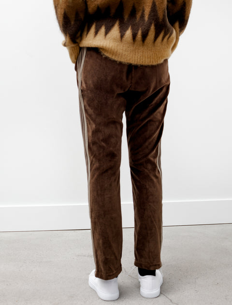 Narrow Track Pants Velour Brown