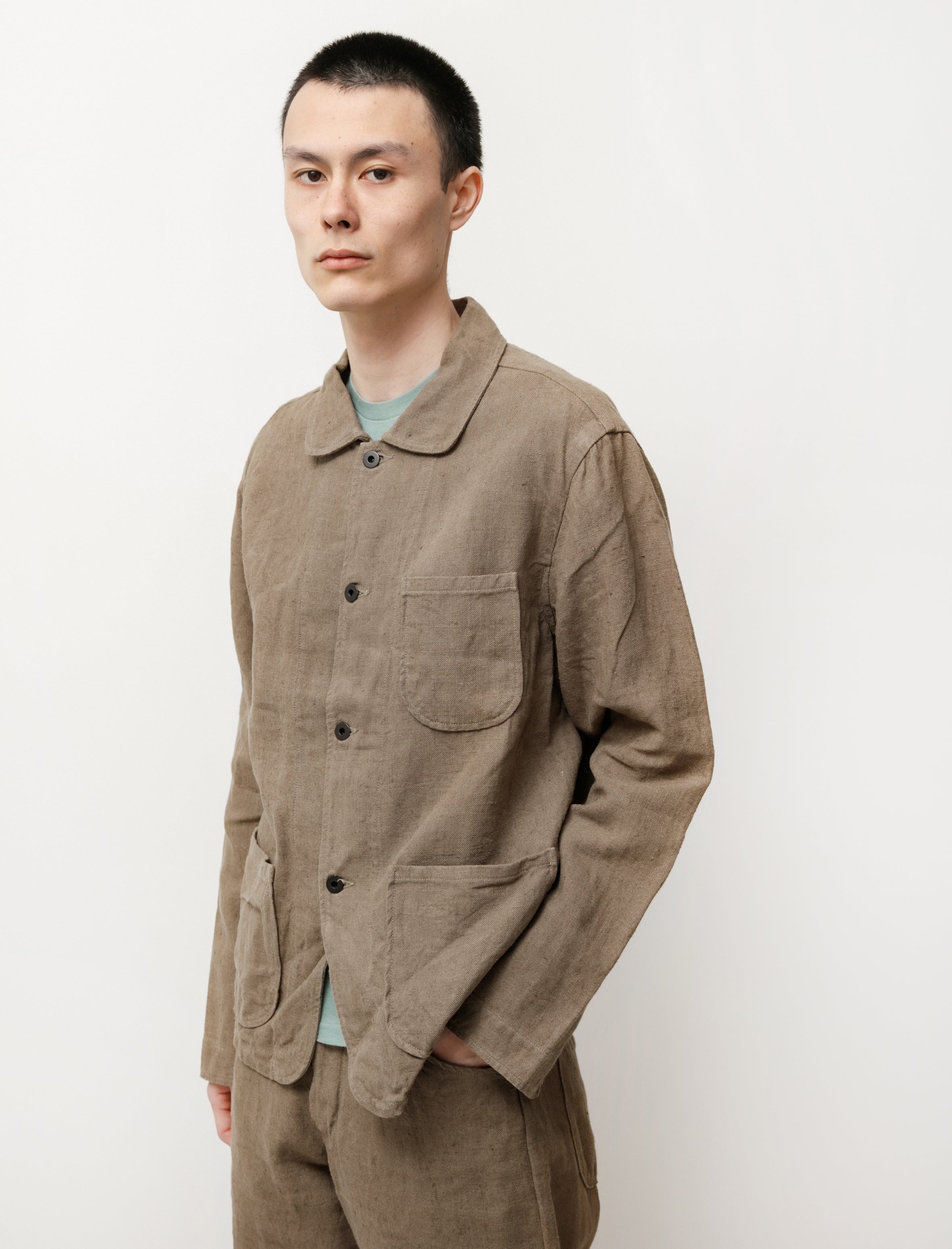 Three Pocket Jacket Belgian Butcher Linen Clay