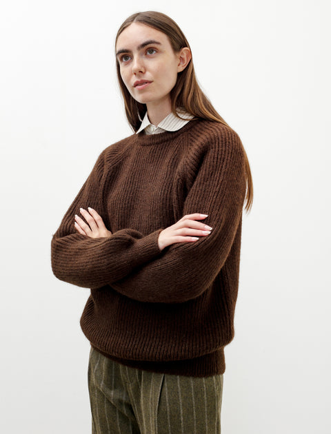 Oversized Ribbed Alpaca Sweater Brown