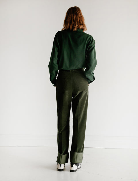 Cristaseya Corduroy Pleated Trousers Green – Neighbour