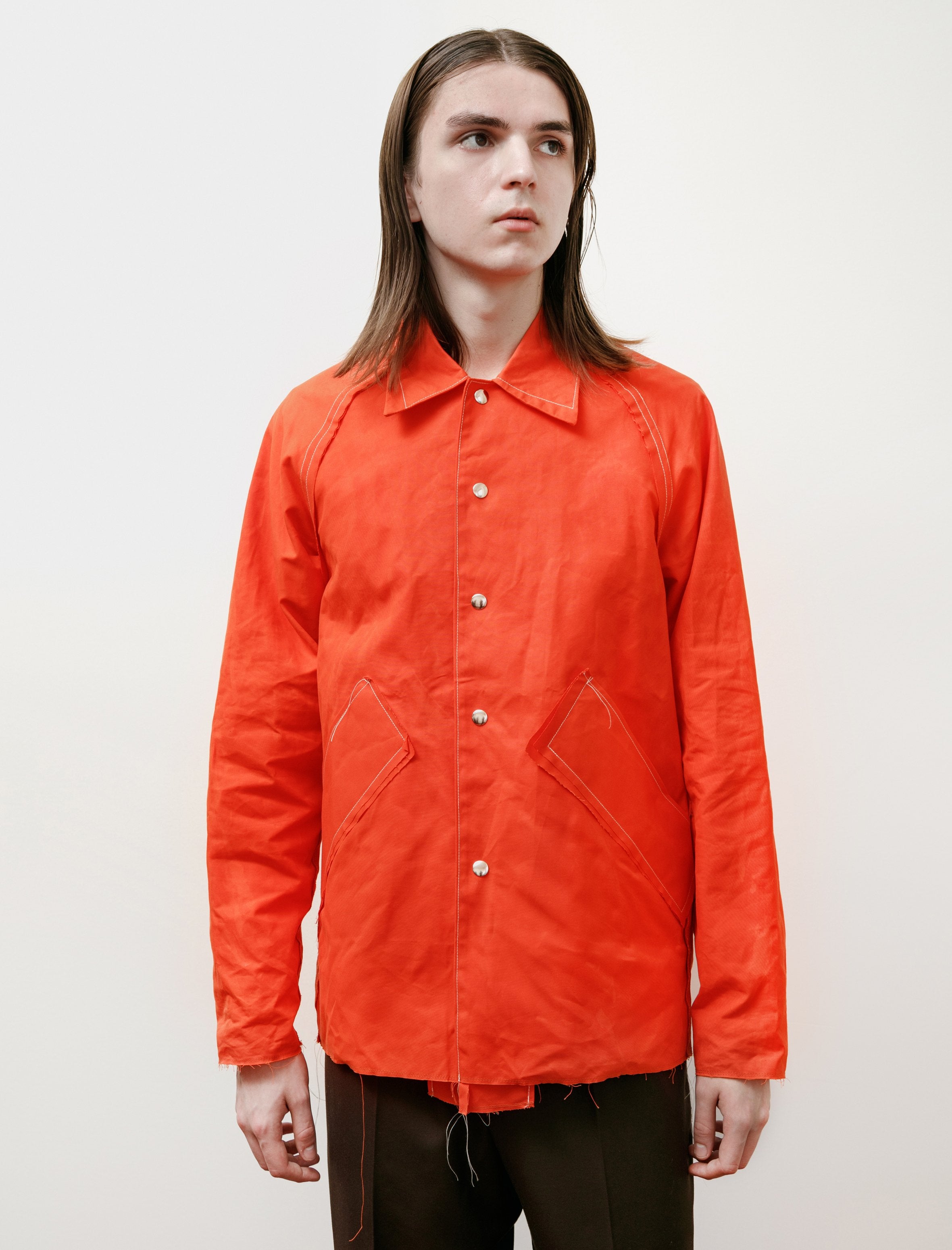 Waxed Baseball Jacket Orange