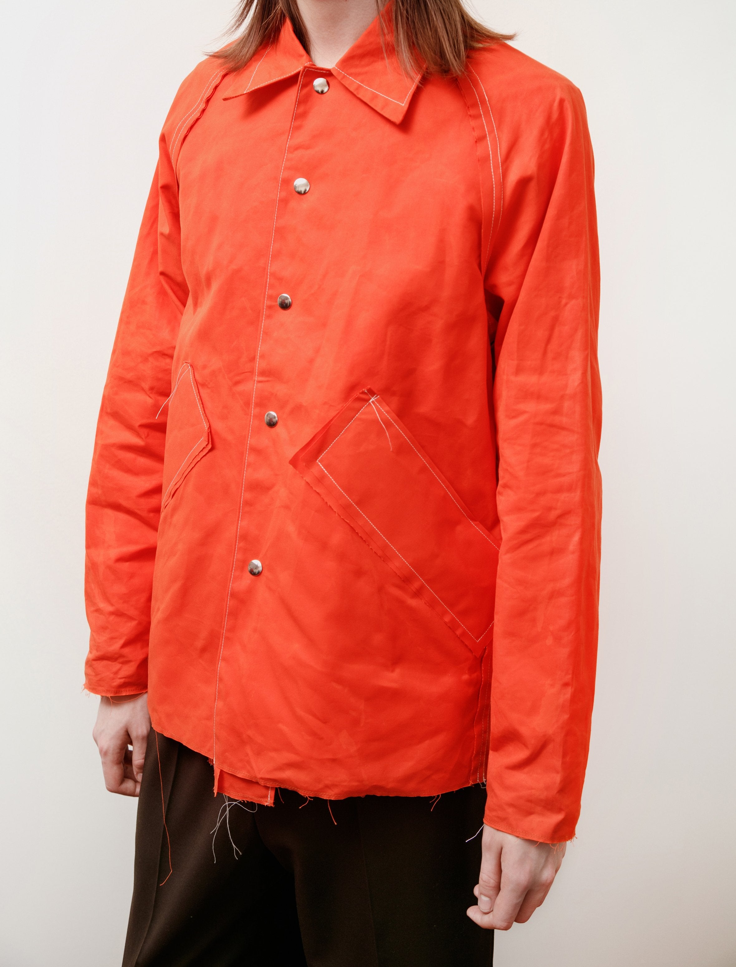 Waxed Baseball Jacket Orange