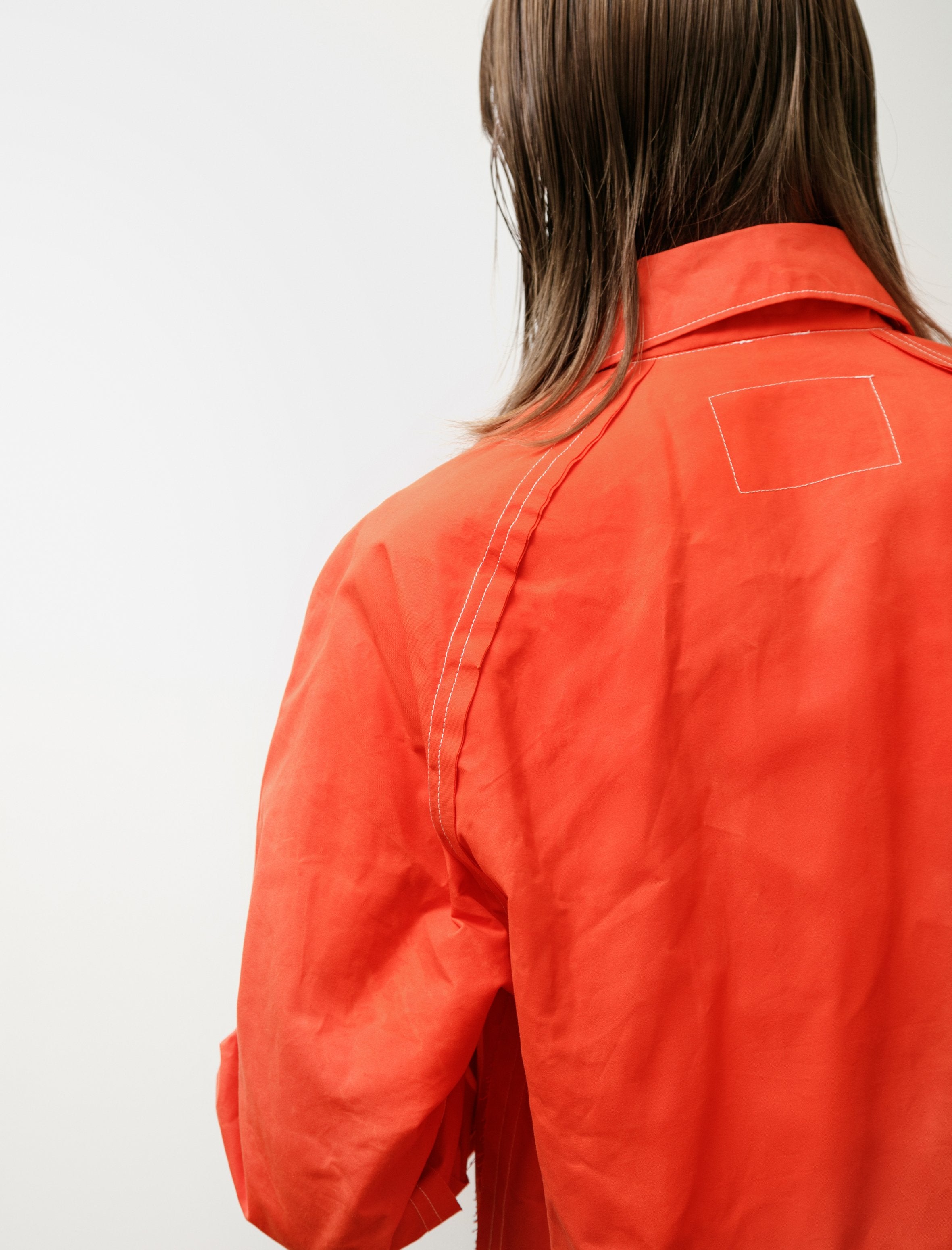 Waxed Baseball Jacket Orange