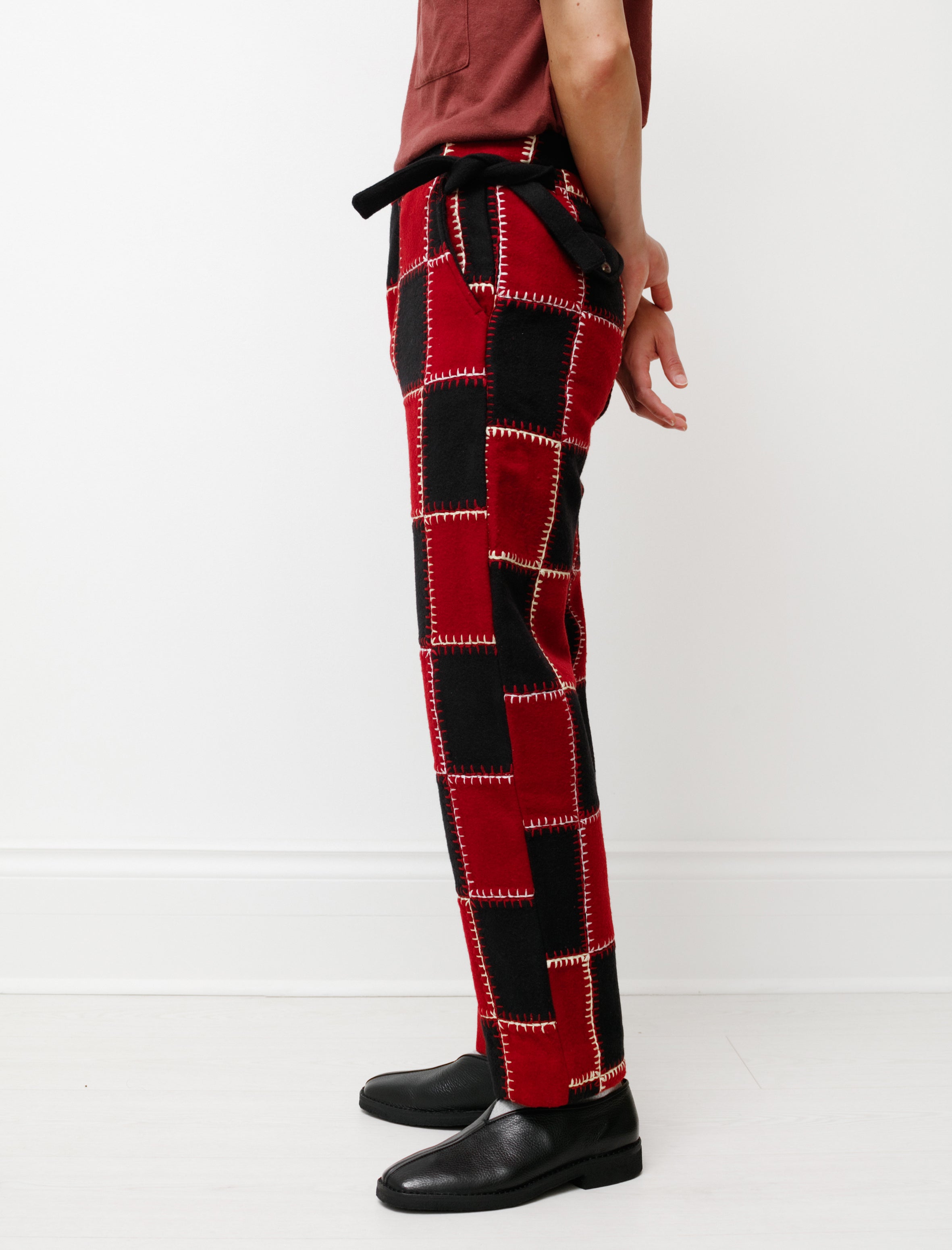 BODE PATCHWORK SQUARE SIDE TIE TROUSER | angeloawards.com