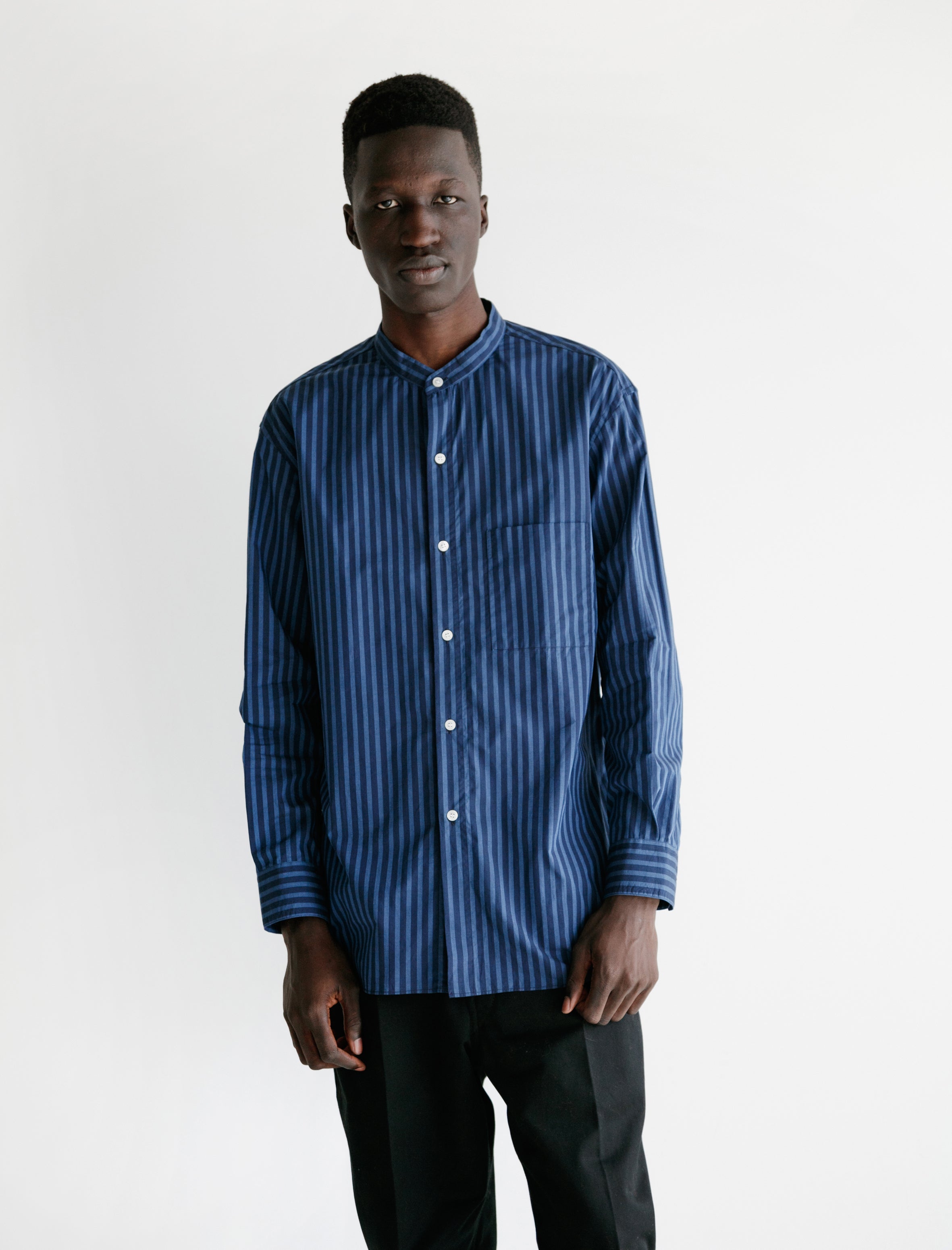 シャツ 【Cristaseya】STRIPED COTTON MAO SHIRT M