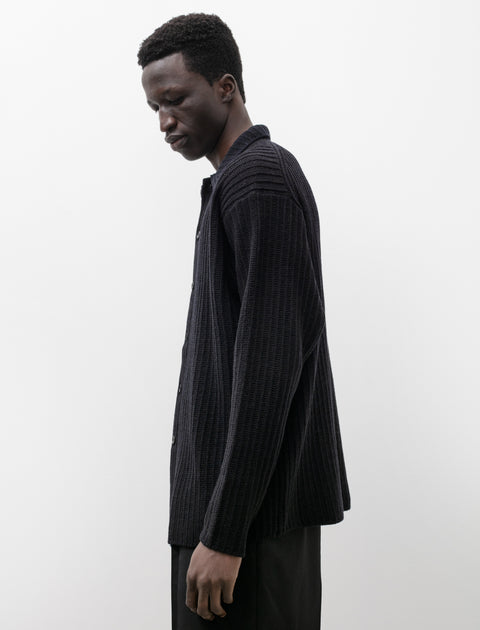 Brushed Cotton Wool Rib Shirt Black