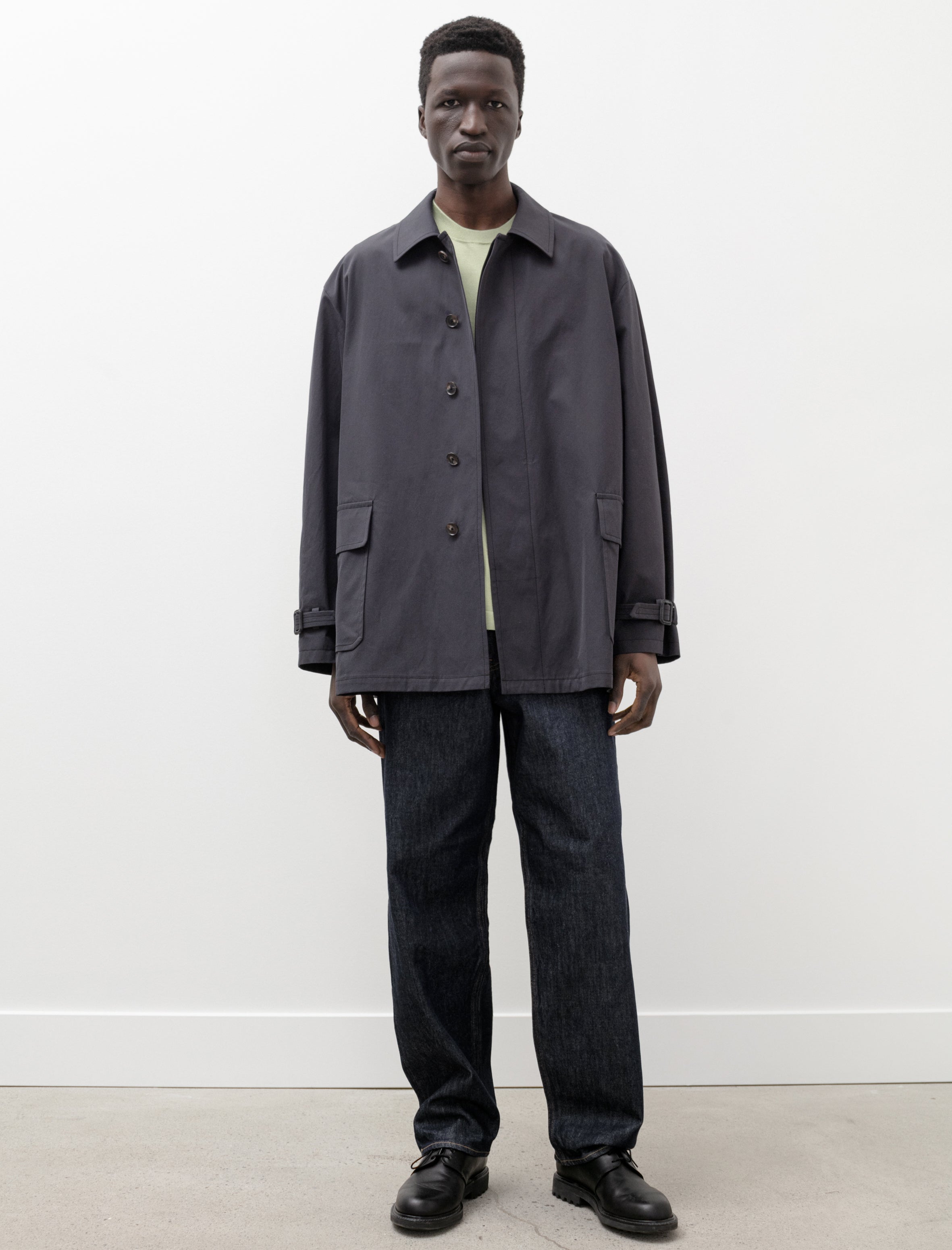 Finx Hard Twist Gabardine Blouson Ink Black Chambray