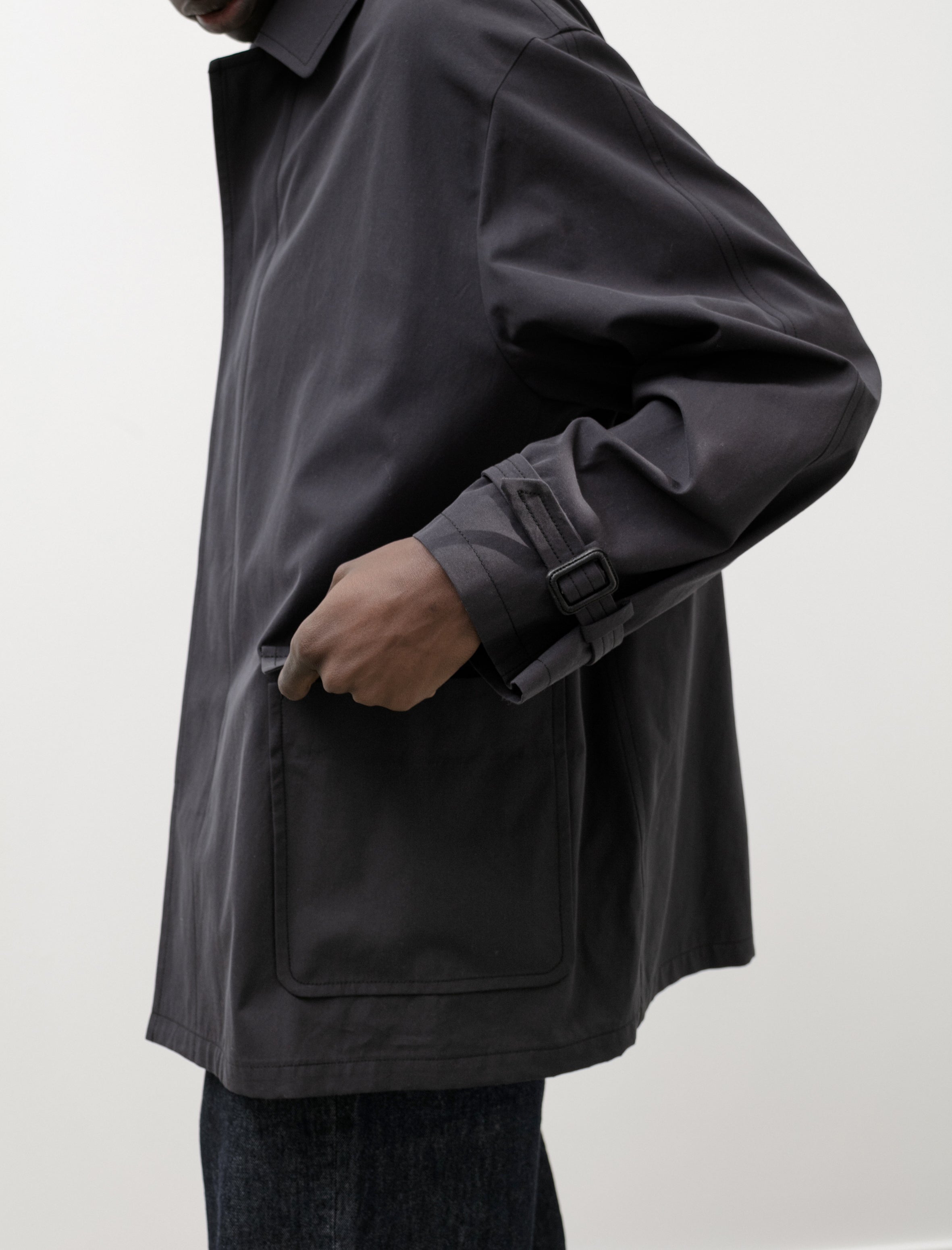 Auralee Finx Hard Twist Gabardine Blouson Ink Black Chambray