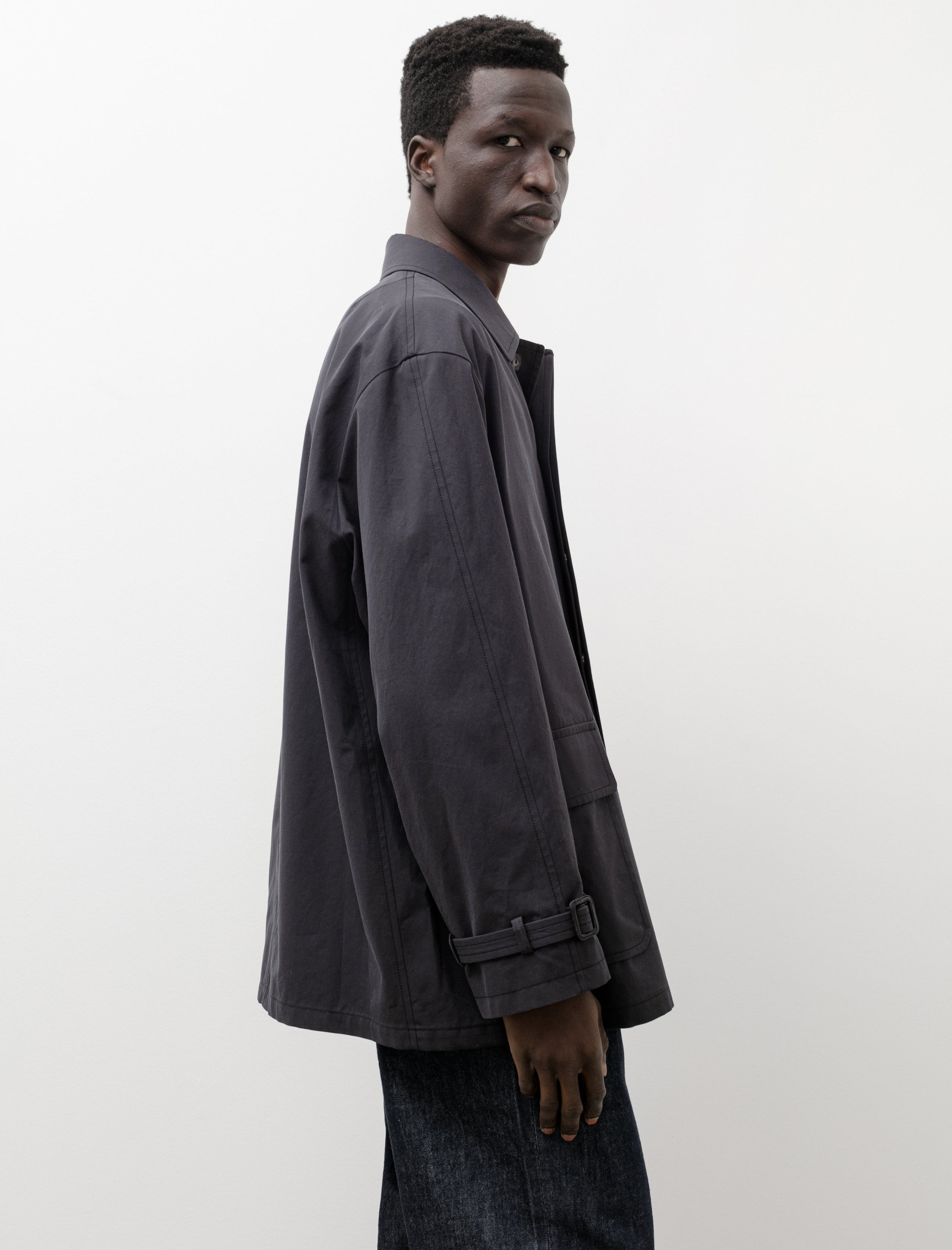 Finx Hard Twist Gabardine Blouson Ink Black Chambray