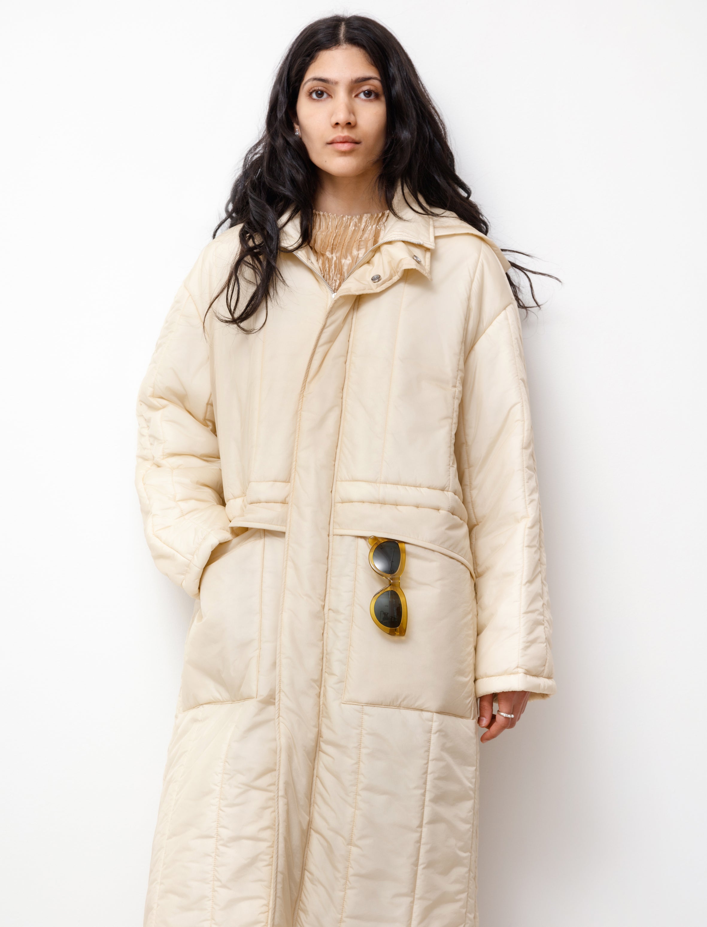 Super Light Airy Nylon Padded Coat Ivory