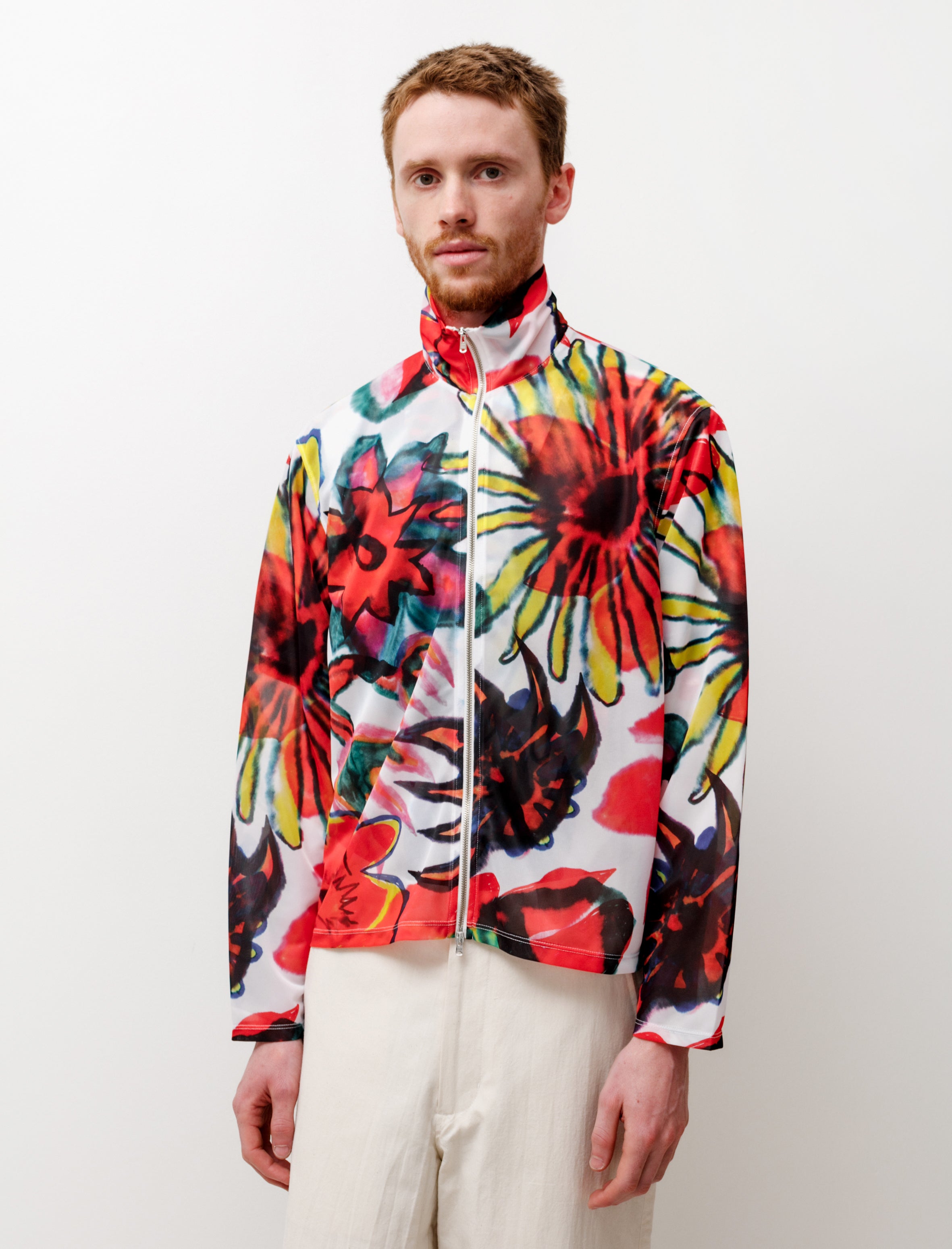 Shrunken Fullzip Polo Melting Flowers Print