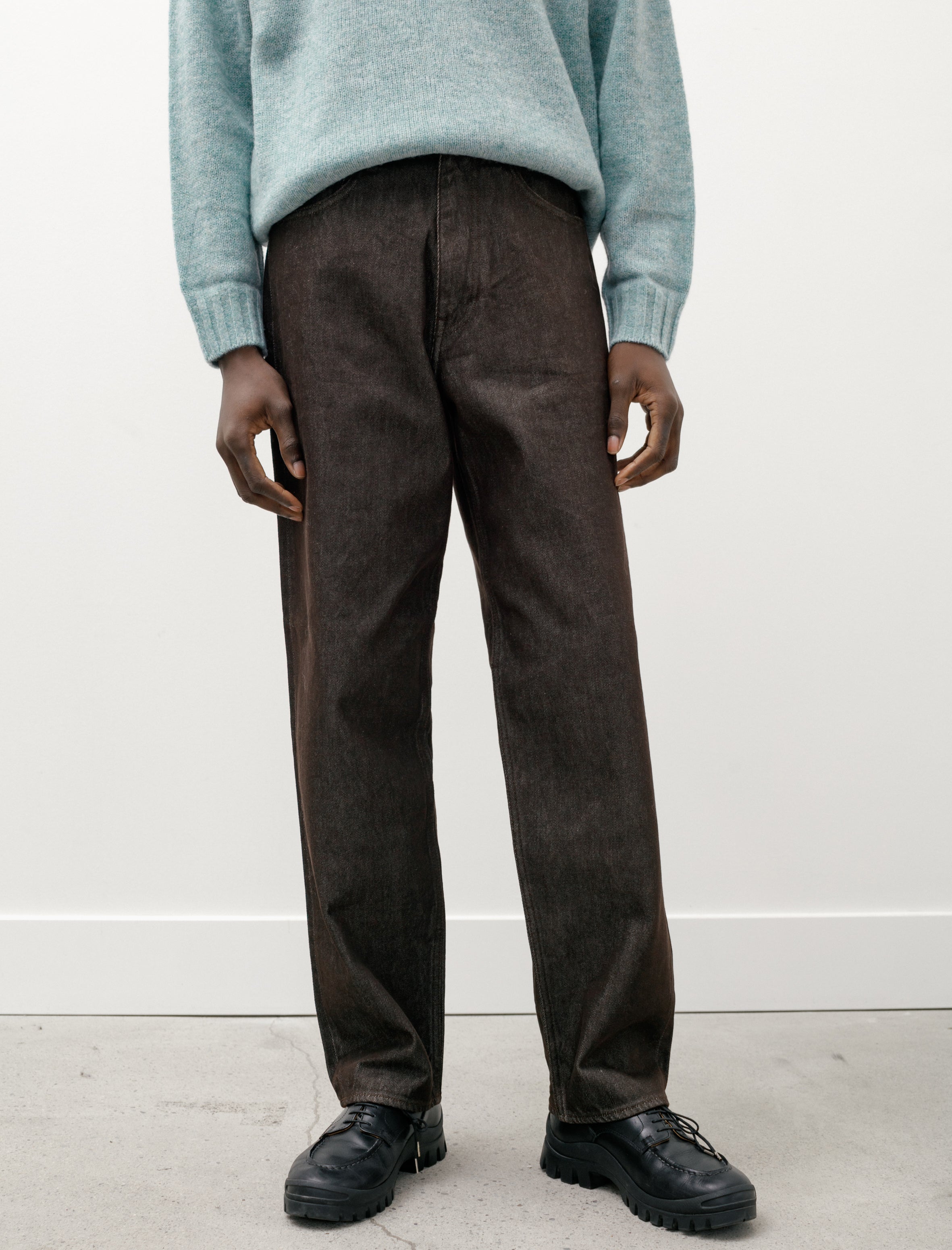 Washed Hard Twist Denim Wide Pants | forum.iktva.sa