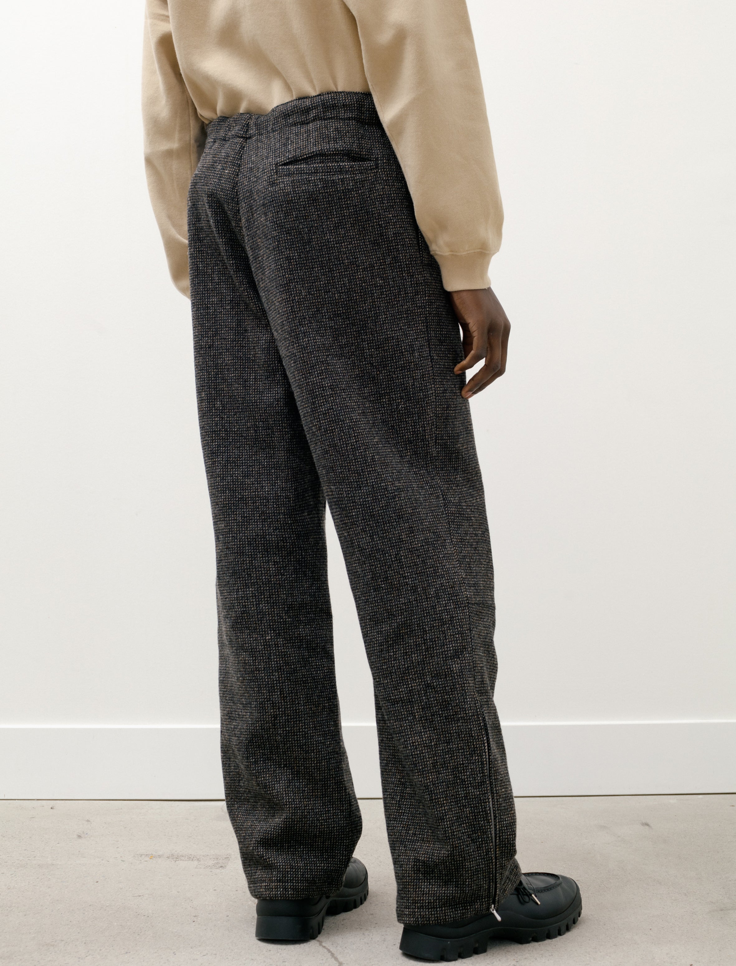 Wool Hairline Tweed Pants Charcoal