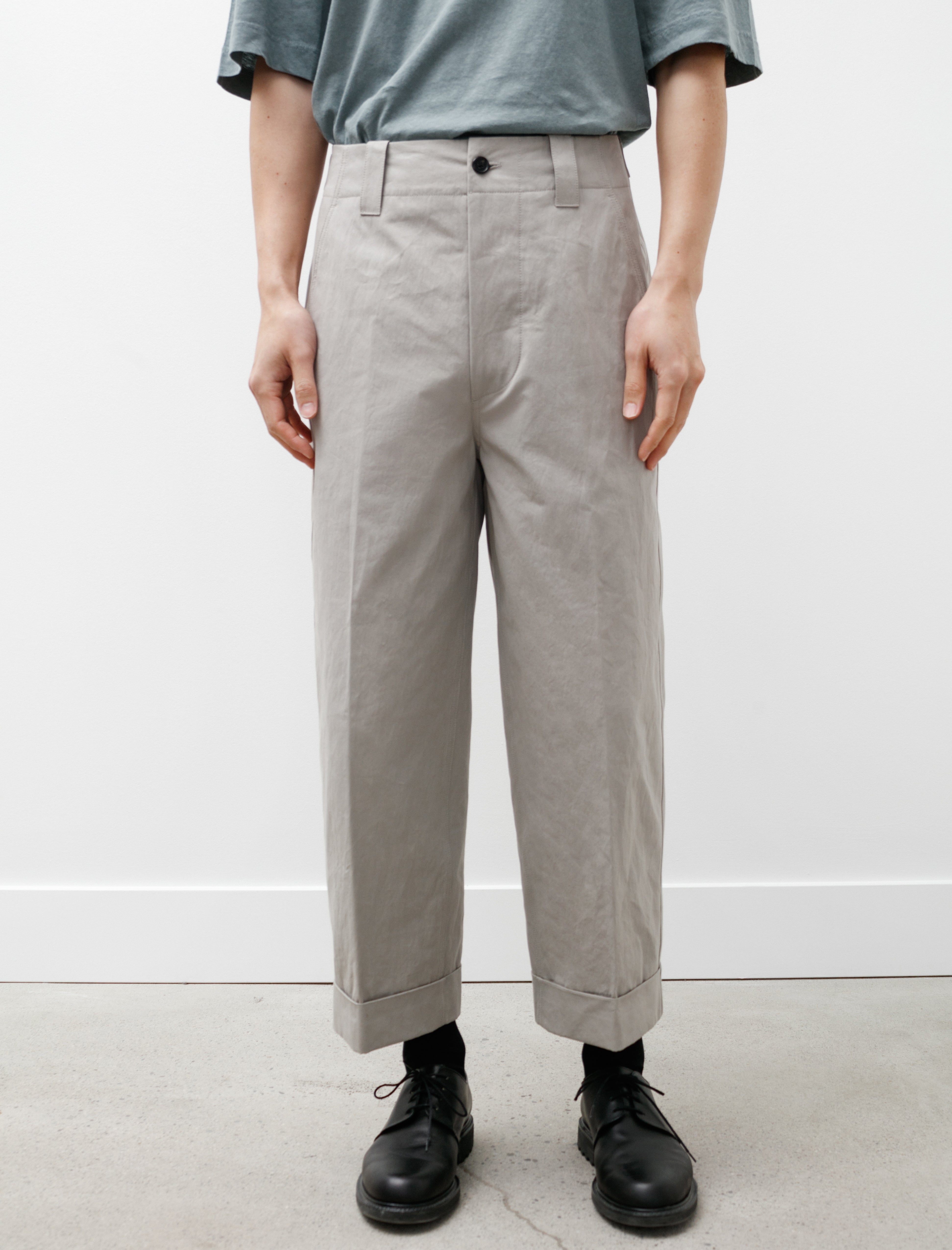 Cropped Trouser Heavy Cotton Poplin Putty