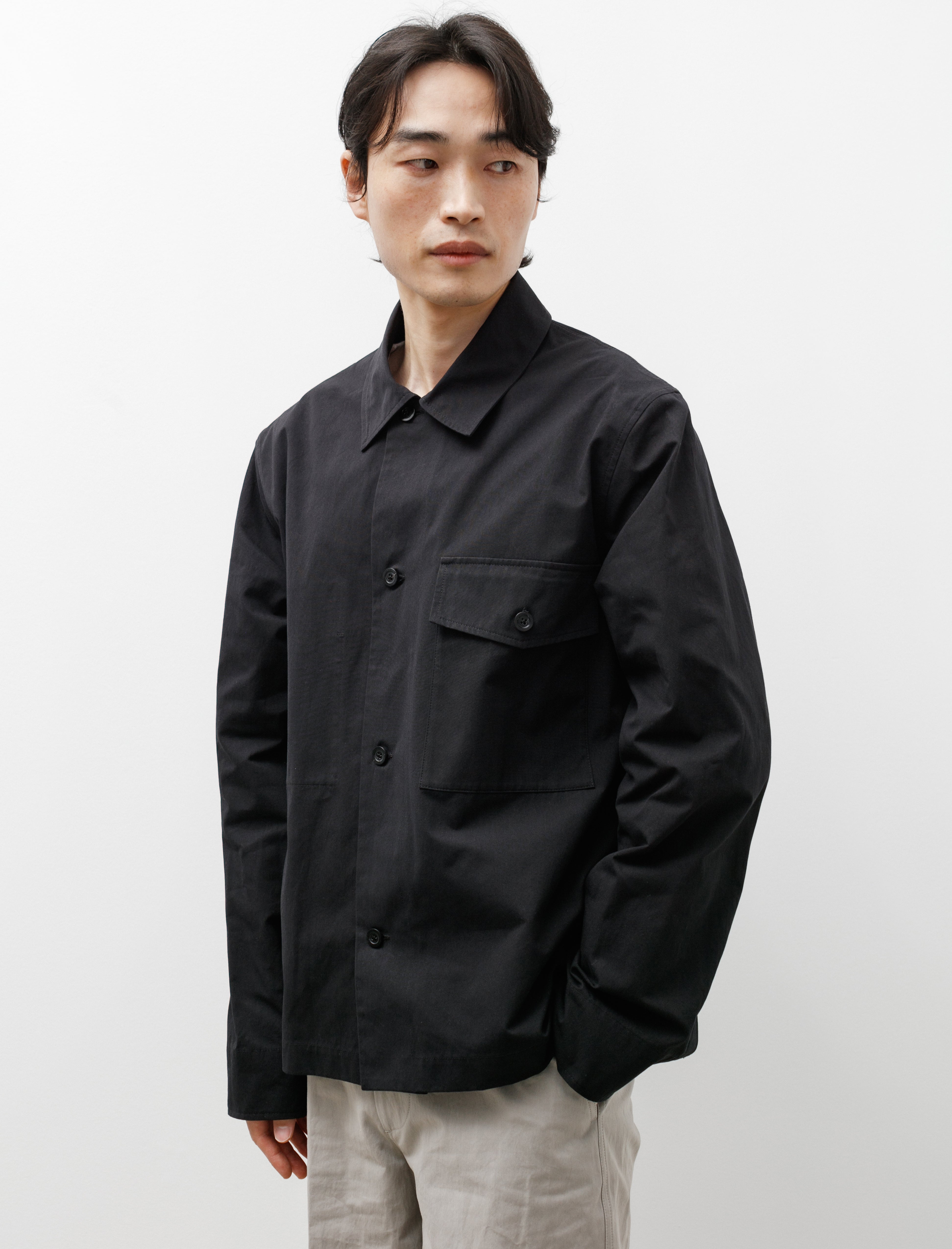 Boxy Over Shirt Heavy Cotton Poplin Black