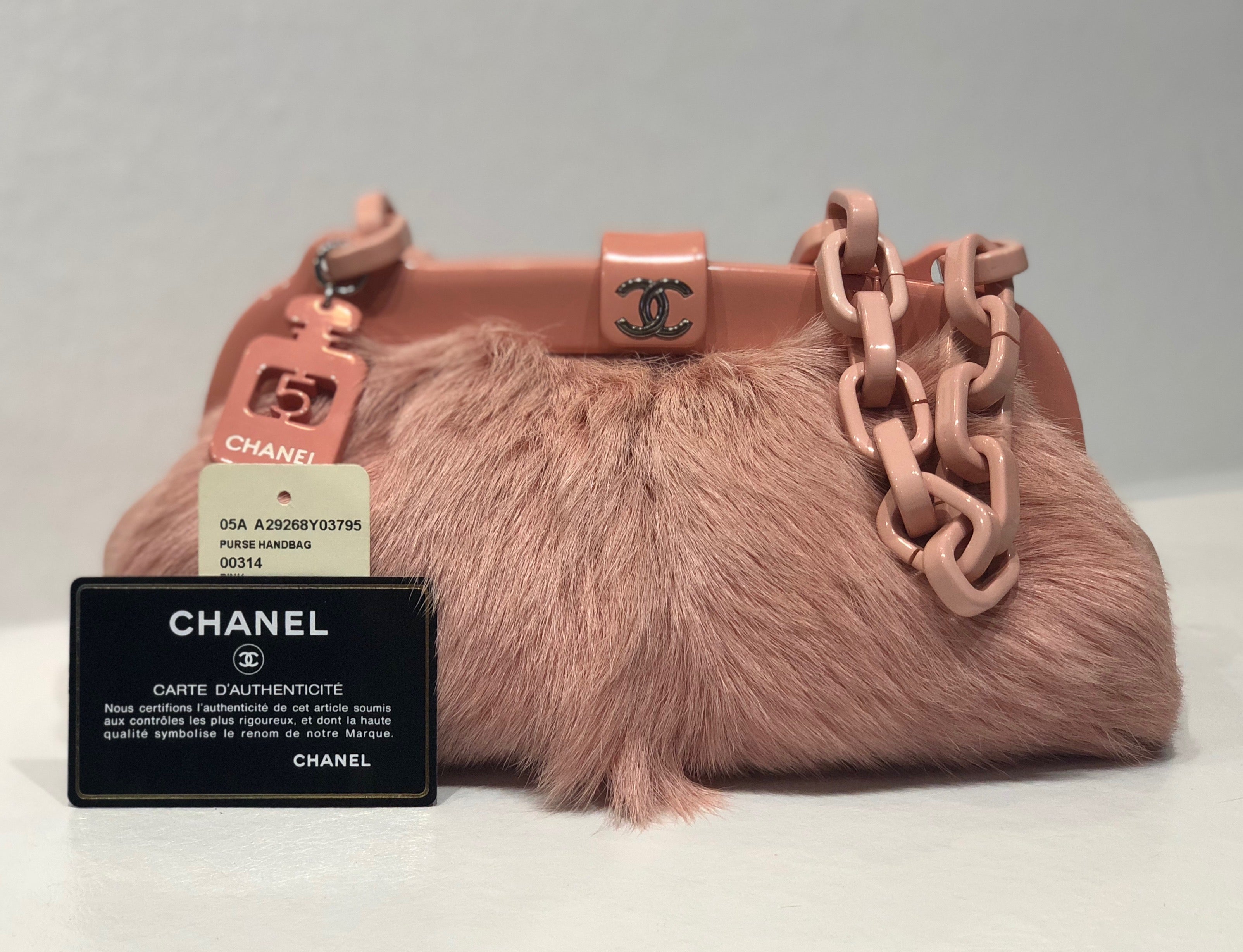 Chanel Pink Furry Resin Frame Bag