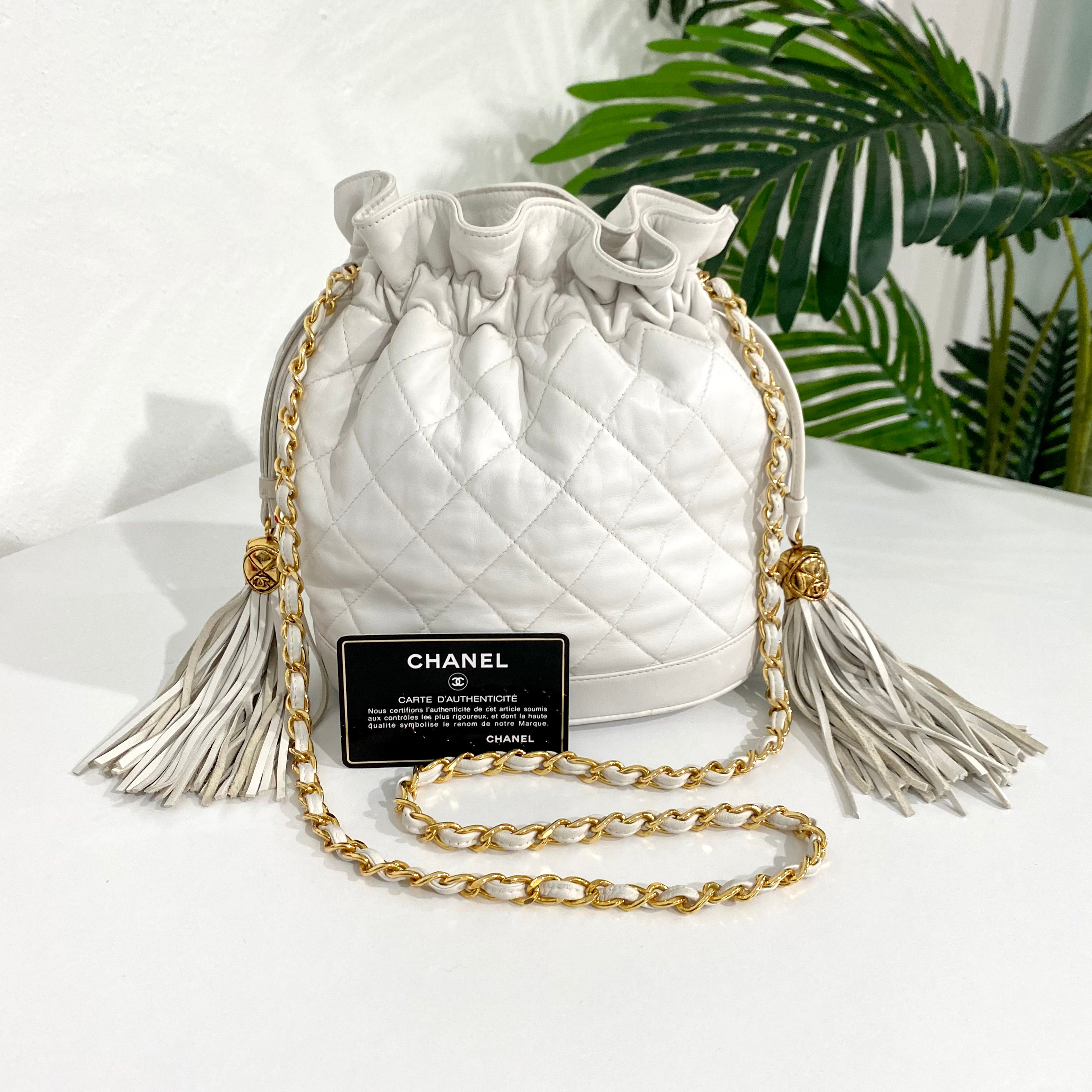 Chanel Vintage White Bucket Bag