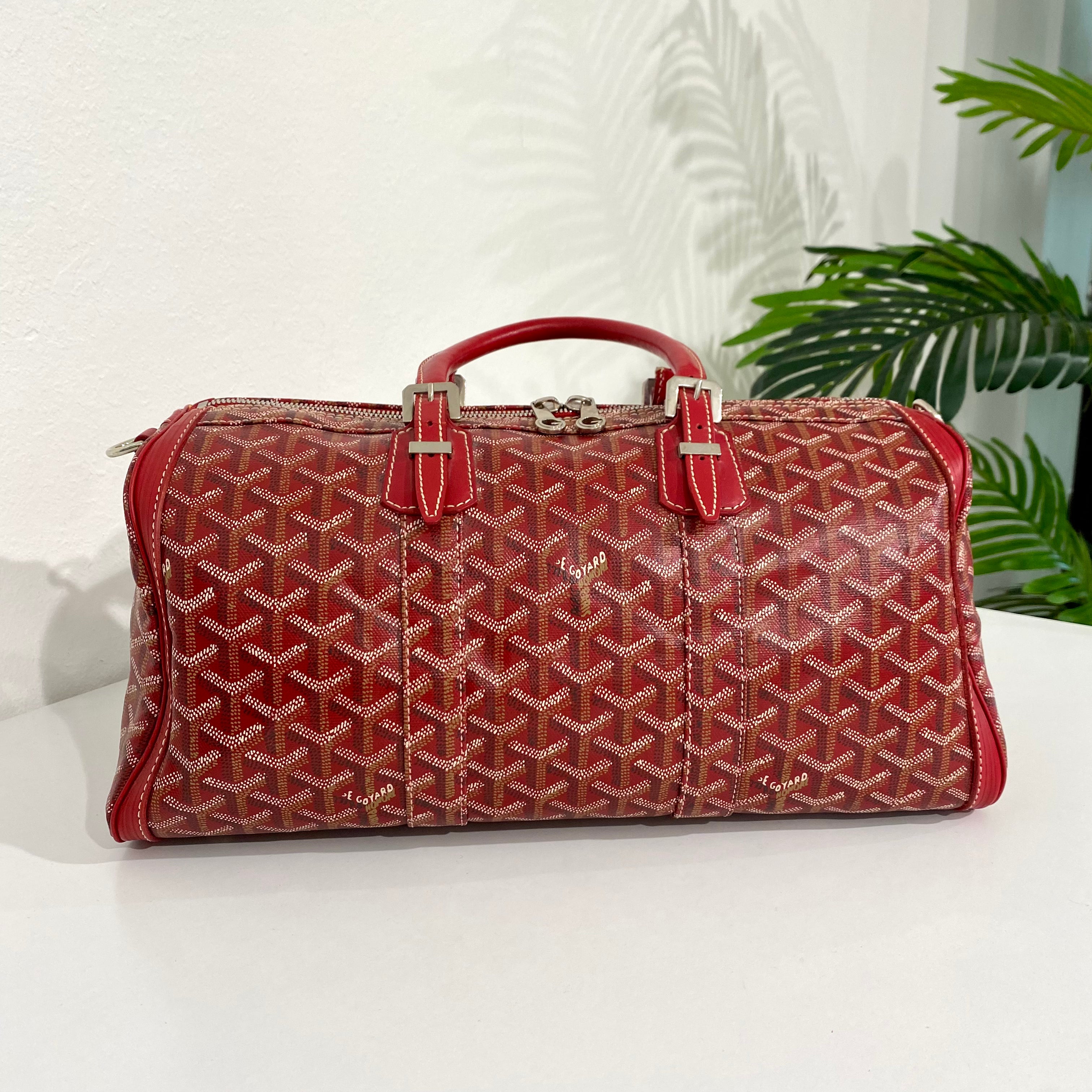 Goyard Soft Red Signature Monogram Majordome 50 Palladium Fittings Sui –  Mightychic