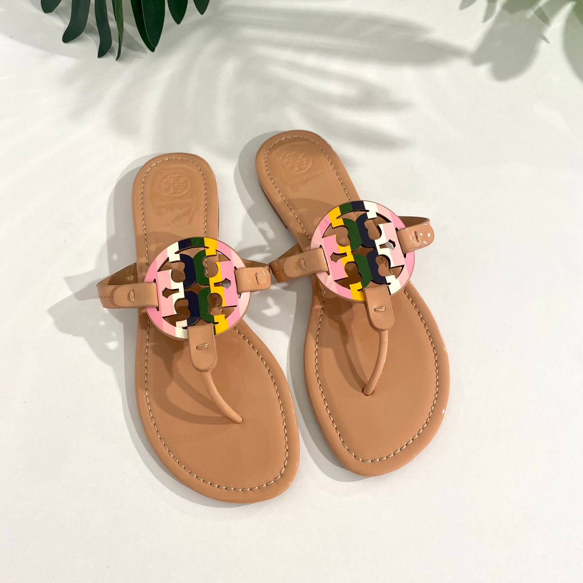 Tory Burch Nude & Pastel Rainbow Miller Sandals – Dina C's Fab and ...