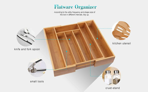 HARRA HOME Adjustable Drawers Organizer, Expandable cutlery sliding tray, tidying up small boxes for kitchen utensils, silverware, toolbox, flatware, office desk drawer Divider and junk 