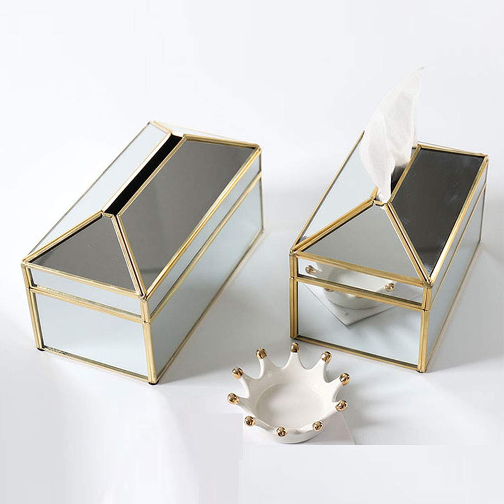 mirrored glass tissue box holder