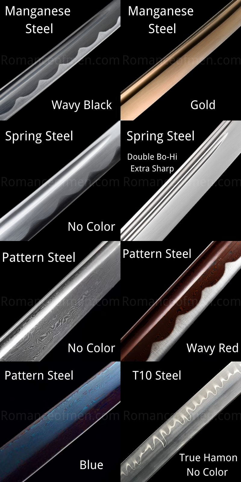 Wakizashi Steel options2