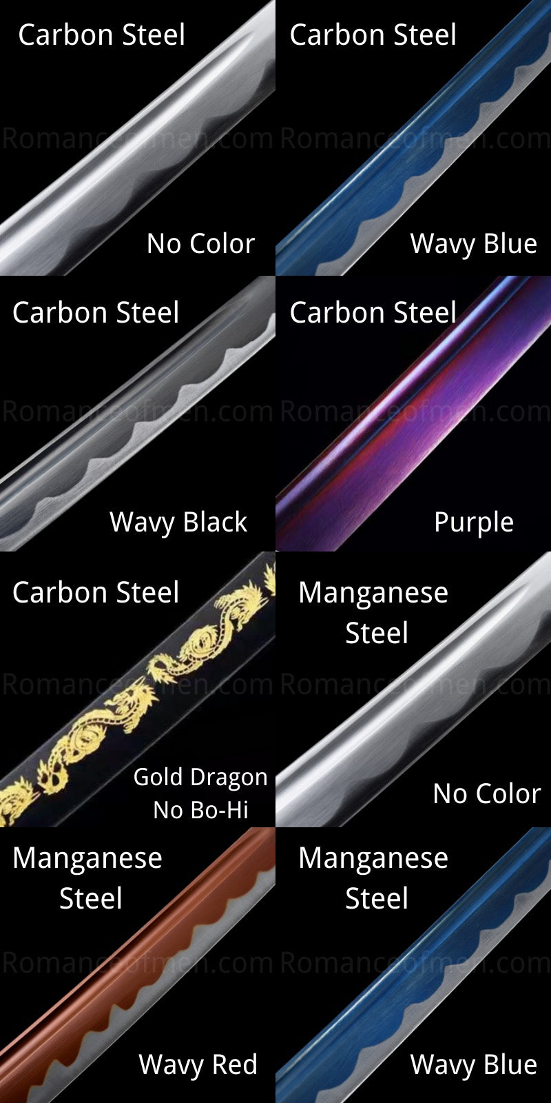 Custom katana blade color options 1