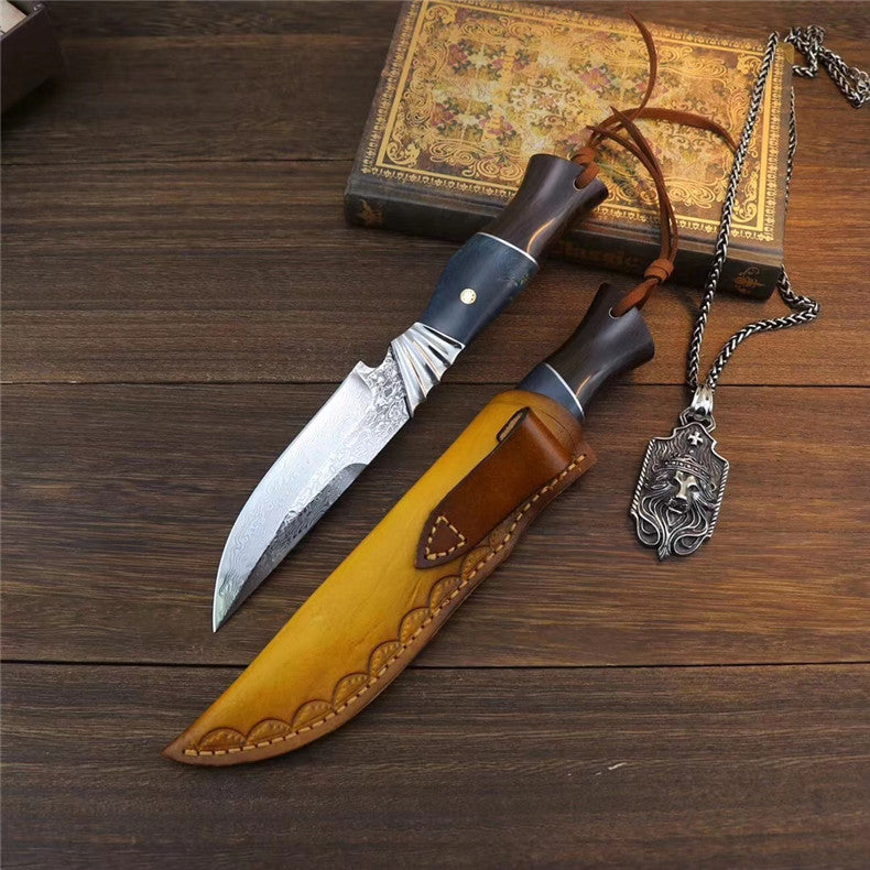 The finch damascus fixed blade knife 24CM