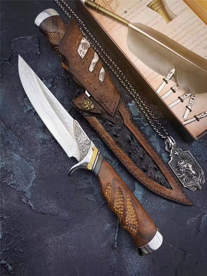 The maple damascus fixed blade 27CM