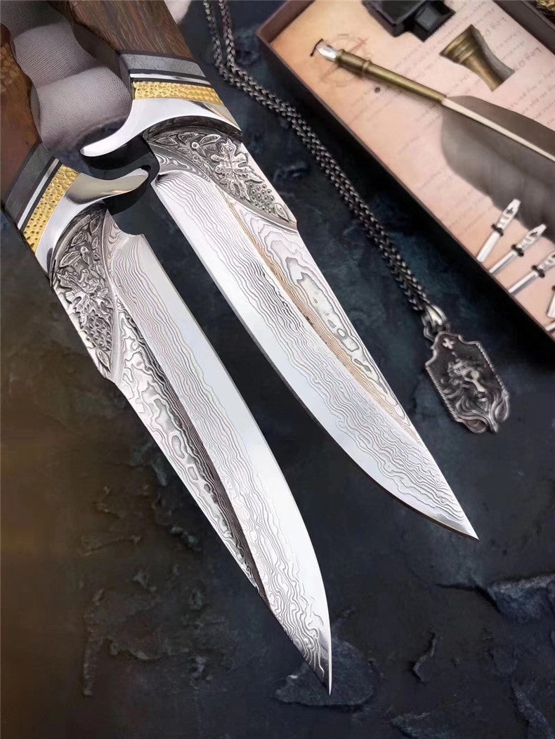 The maple damascus fixed blade 27CM