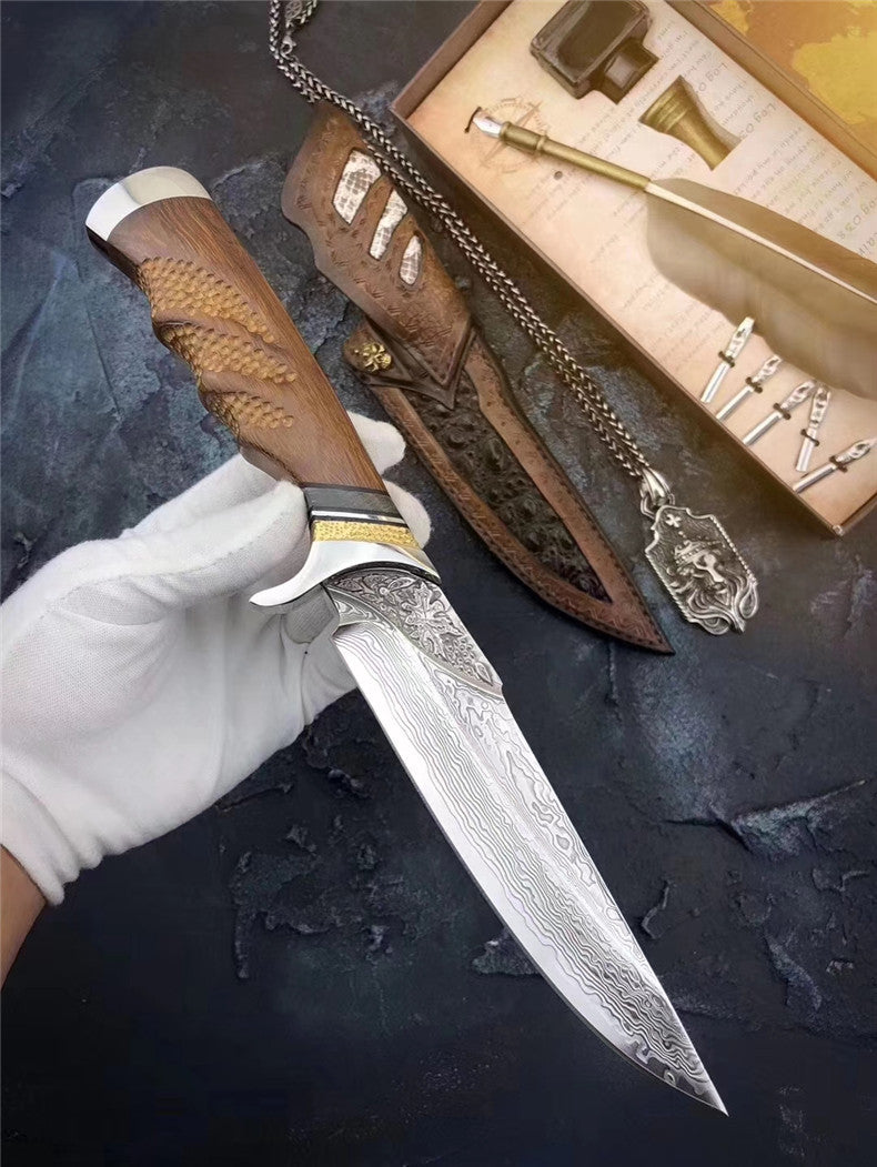 The maple damascus fixed blade 27CM