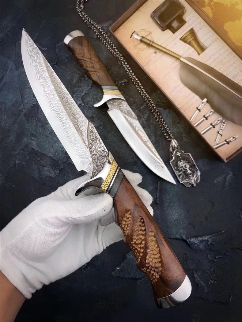 The maple damascus fixed blade 27CM