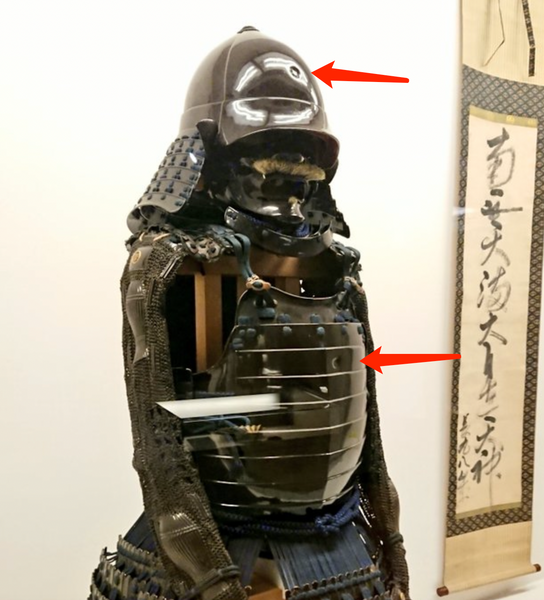 Samurai armor with bullet marks