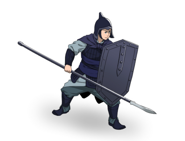 Foot soldier using hoko and shield