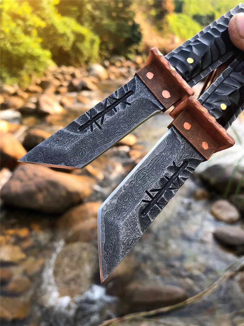 The Prajna Warrior Damascus steel pocket knife